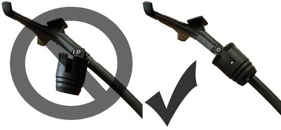 Cup holder needs to be aligned with center tube when collapsing Golfstream.