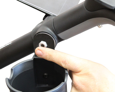 Washer, cup holder, silver lock nut added to bolt.