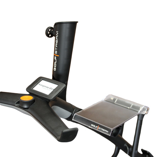 Scorecard holder installed on Kangaroo Golfstream electric fold-up caddy