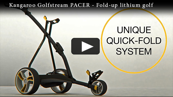 Still of Golfstream and the words unique quick-fold system with play video symbol